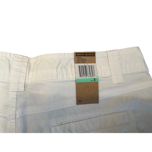 DKNY Mid Rise Linen Chino Shorts Pouch Pockets Stretch White Womens Size 8 NEW - Picture 3 of 6